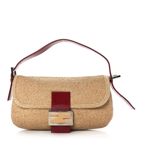 FENDI Raffia Baguette Red 1364744 .